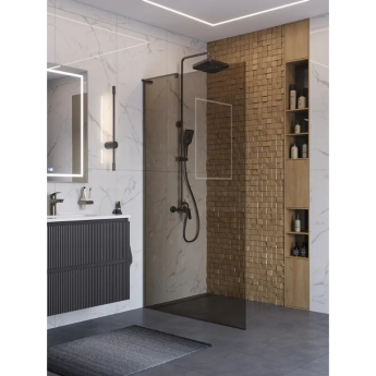Душевая перегородка BELBAGNO UNO-L-1-TB-100-BR-GM 1000x2000 мм оружейная сталь